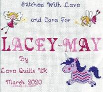 Cross stitch square for Lacey-May B's quilt