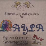 Cross stitch square for Layla's quilt