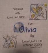 Cross stitch square for Olivia P's quilt