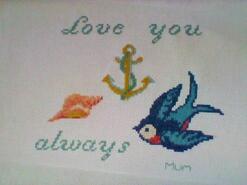 Cross stitch square for Sailer's quilt