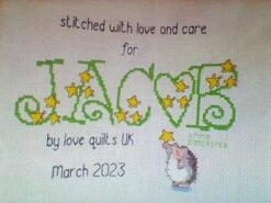Cross stitch square for Jacob H's quilt