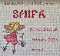 Cross stitch square for Shifa T's quilt