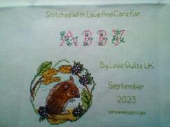Cross stitch square for Abby R's quilt