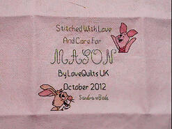 Cross stitch square for Mason M's quilt