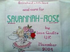 Cross stitch square for Savannah-Rose P's quilt