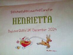 Cross stitch square for Henrietta M's quilt