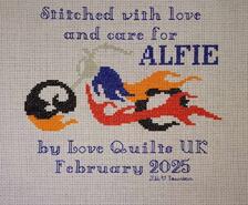 Cross stitch square for Alfie J's quilt