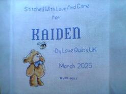 Cross stitch square for Kaiden T's quilt