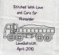 Cross stitch square for Alexander's quilt