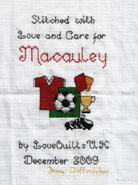 Cross stitch square for Macaulay F's quilt