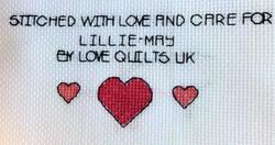 Cross stitch square for Lillie-May H's quilt