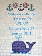 Cross stitch square for Callum M's quilt