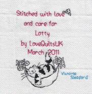 Cross stitch square for Lotty B's quilt