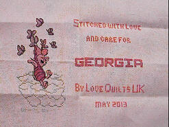 Cross stitch square for Georgia M's quilt