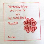 Cross stitch square for Toni C's quilt