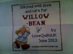 Cross stitch square for Willow-Bean's quilt