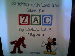 Cross stitch square for Zac C's quilt