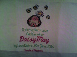 Cross stitch square for Daisy May S's quilt