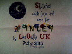 Cross stitch square for Finley W's quilt