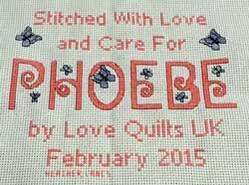 Cross stitch square for Phoebe F's quilt