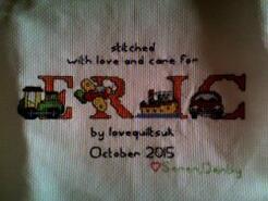 Cross stitch square for Eric A's quilt