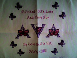 Cross stitch square for Ava M's quilt