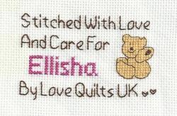Cross stitch square for Ellisha H's quilt