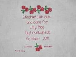 Cross stitch square for Lilly Mae S's quilt