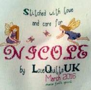 Cross stitch square for Nicole's quilt