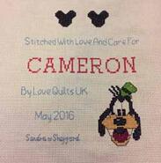 Cross stitch square for Cameron C's quilt