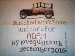 Cross stitch square for Adam C's quilt