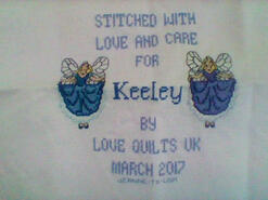 Cross stitch square for Keeley B's quilt