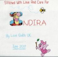 Cross stitch square for Indira's quilt