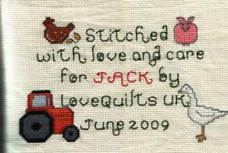 Cross stitch square for Jack R's quilt