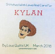 Cross stitch square for Kylan B's quilt