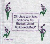 Cross stitch square for Forget-Me-Not Quilt's quilt