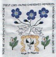 Cross stitch square for Forget-Me-Not Quilt's quilt