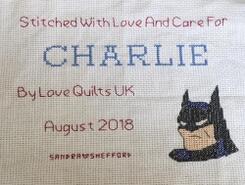 Cross stitch square for Charlie M's quilt