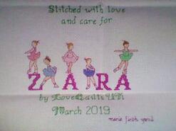 Cross stitch square for Zara B's quilt