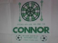 Cross stitch square for Connor M's quilt