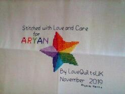 Cross stitch square for Aryan S's quilt
