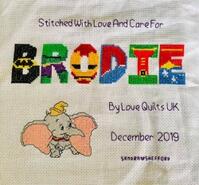 Cross stitch square for Brodie F's quilt