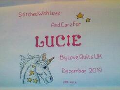 Cross stitch square for Lucie B's quilt