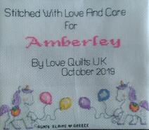Cross stitch square for Amberley C's quilt