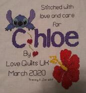 Cross stitch square for Chloe S's quilt