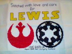 Cross stitch square for Lewis S's quilt