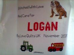 Cross stitch square for Logan H's quilt
