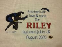 Cross stitch square for Riley M's quilt