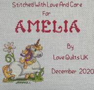 Cross stitch square for Amelia Z's quilt