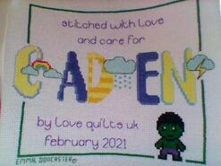 Cross stitch square for Caden's quilt